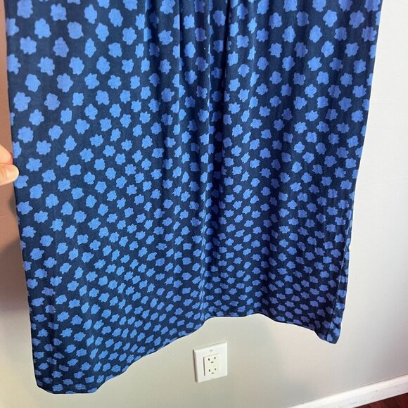 Boden Knee Length Floral Retro Dress Jersey Ruched Sz 4R in Blue Floral - Picture 5 of 11